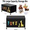 Kids Toy Box, 70L Metal & Oxford Cloth Toy Chest with 360° Wheels, and Lid for Boys, Girls, Bedroom, Living Room, Stuffed Animals, Clothes, and Playroom - Black